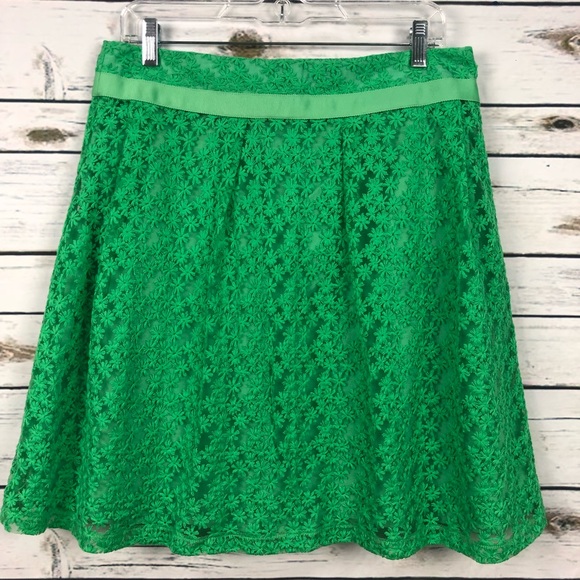 The Limited Skirts The Limited Size Green Embroidered Lace Skirt